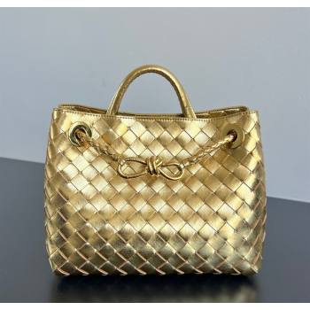 Bottega Veneta Small Andiamo Top Handle Bag in Intrecciato Leather 743568 Gold-Tone 2026 (WT-260116026)
