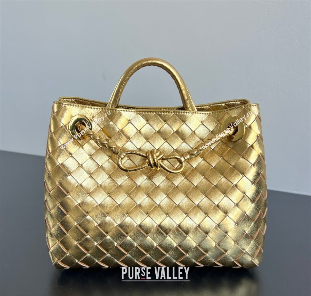 Bottega Veneta Small Andiamo Top Handle Bag in Intrecciato Leather 743568 Gold-Tone 2026 (WT-260116026)