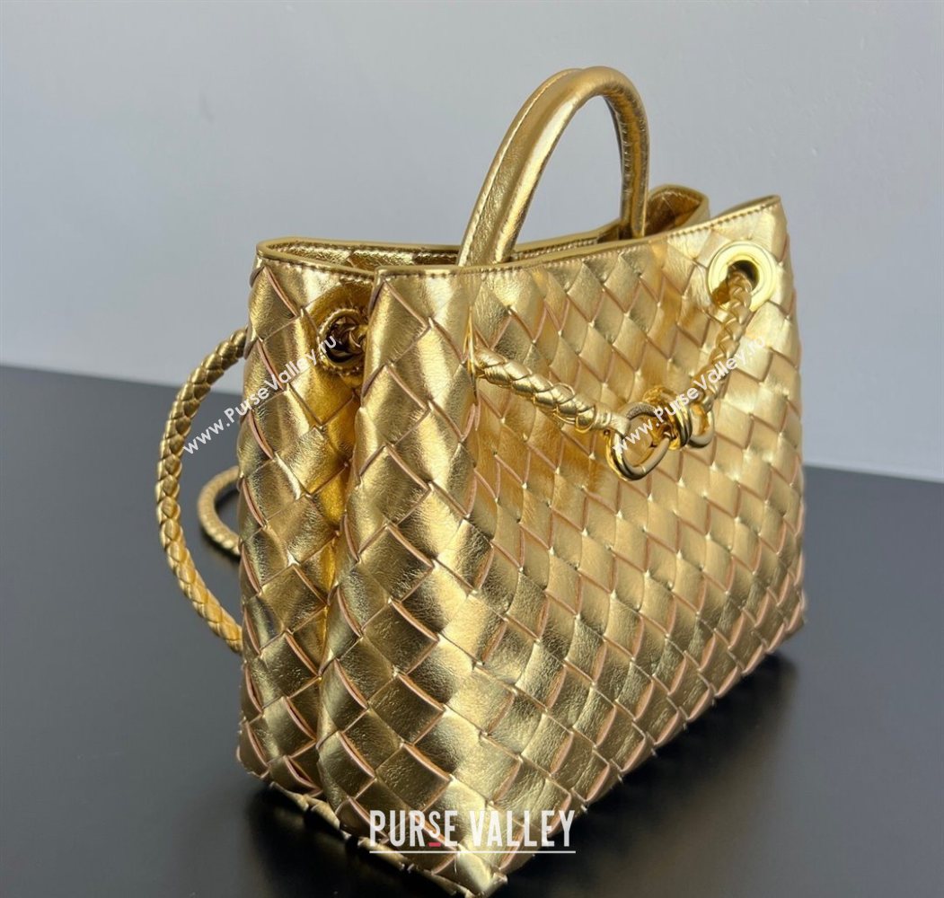 Bottega Veneta Small Andiamo Top Handle Bag in Intrecciato Leather 743568 Gold-Tone 2026 (WT-260116026)