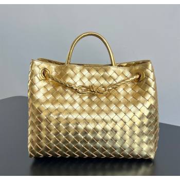 Bottega Veneta Medium Andiamo Top Handle Bag in Intrecciato Leather 743572 Gold-Tone 2026 (WT-260116029)