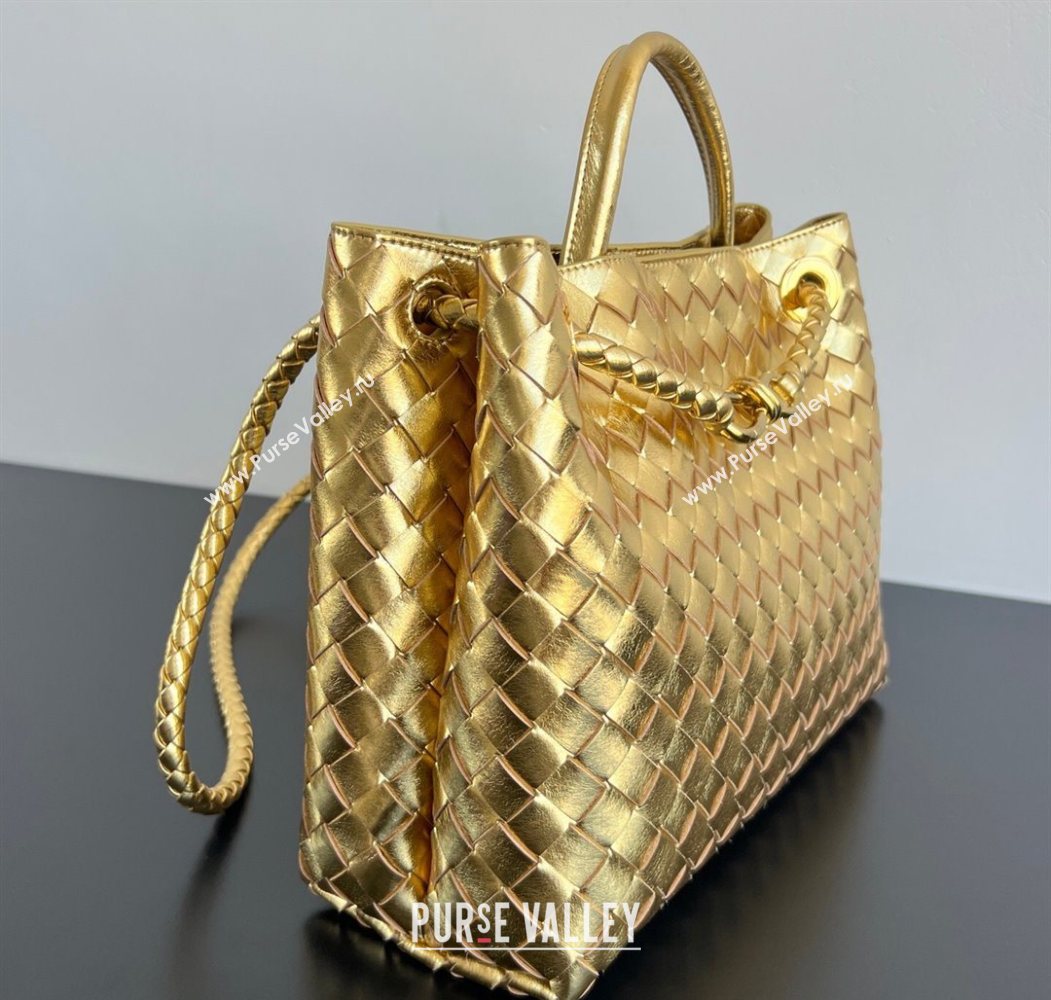 Bottega Veneta Medium Andiamo Top Handle Bag in Intrecciato Leather 743572 Gold-Tone 2026 (WT-260116029)