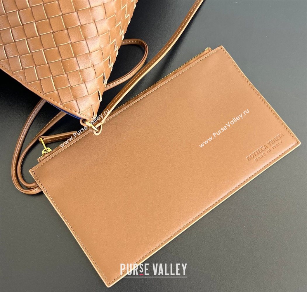 Bottega Veneta Medium Pinacoteca Tote Bag in Intrecciato Leather Amber Brown/Blue Royal 2025 817166 (WT-260116036)