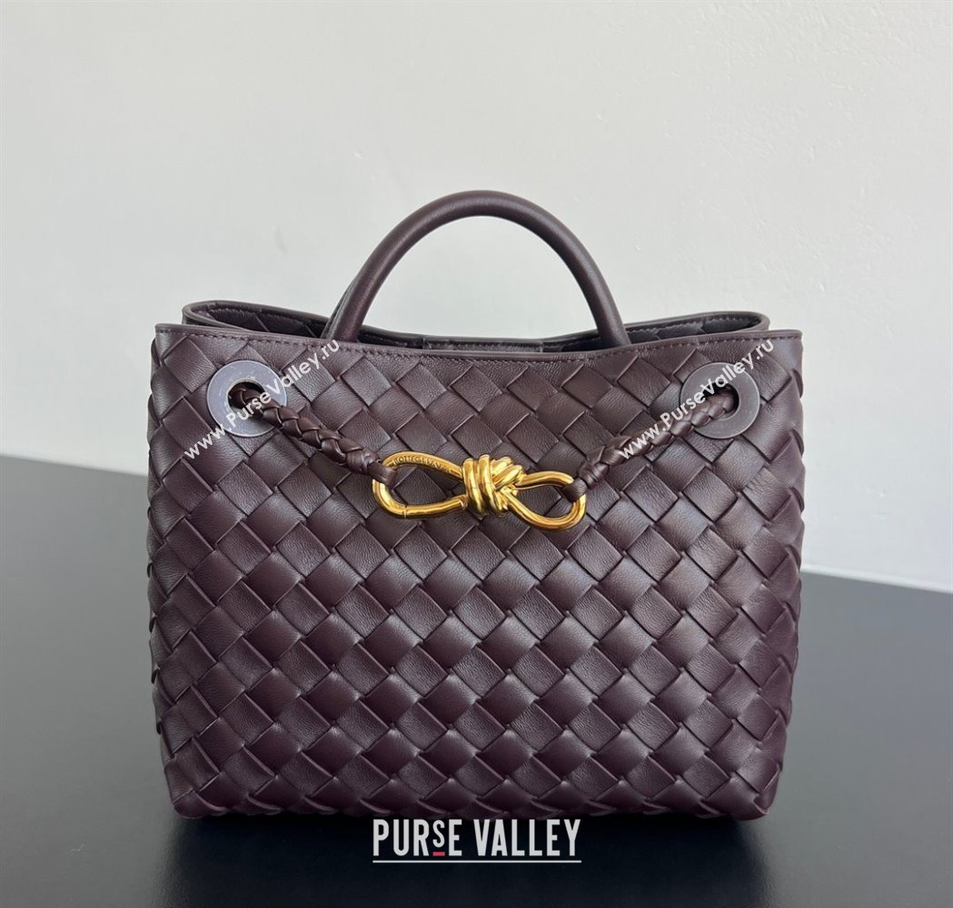 Bottega Veneta Small Andiamo Top Handle Bag in Intrecciato Leather 743568 Dark Barolo Red 2026 (WT-260116027)