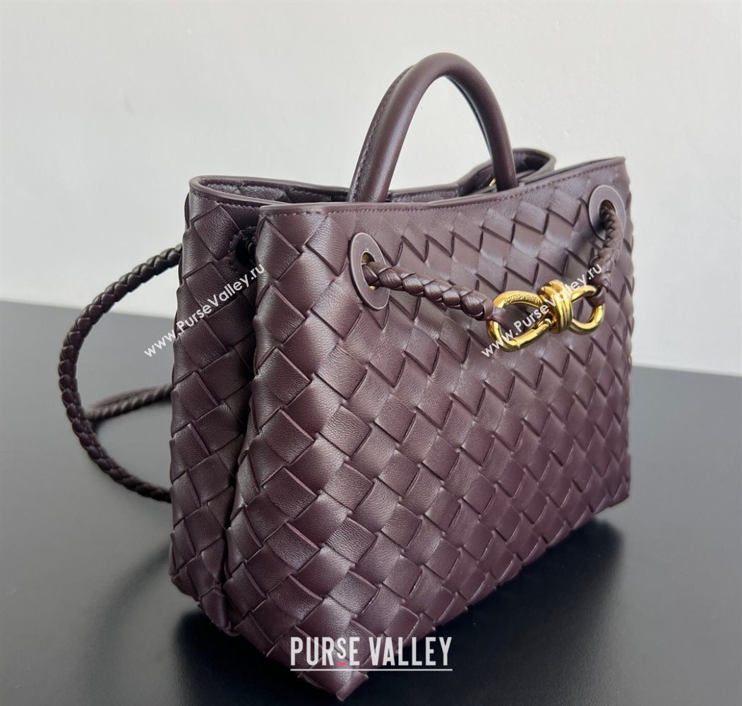 Bottega Veneta Small Andiamo Top Handle Bag in Intrecciato Leather 743568 Dark Barolo Red 2026 (WT-260116027)