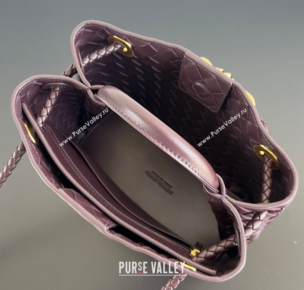 Bottega Veneta Small Andiamo Top Handle Bag in Intrecciato Leather 743568 Dark Barolo Red 2026 (WT-260116027)