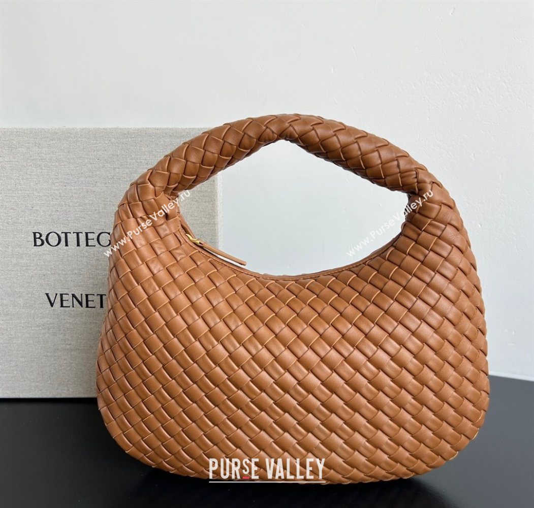 Bottega Veneta Small Veneta Hobo Bag in Intrecciato Leather Amber Brown 2026 856736 (WT-260116001)