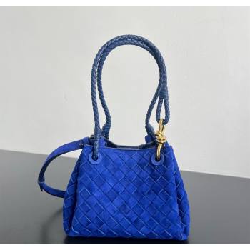 Bottega Veneta Small Parachute Shoulder Bag in Intrecciato Suede 796569 Blue Royal 2025 (WT-260117001)