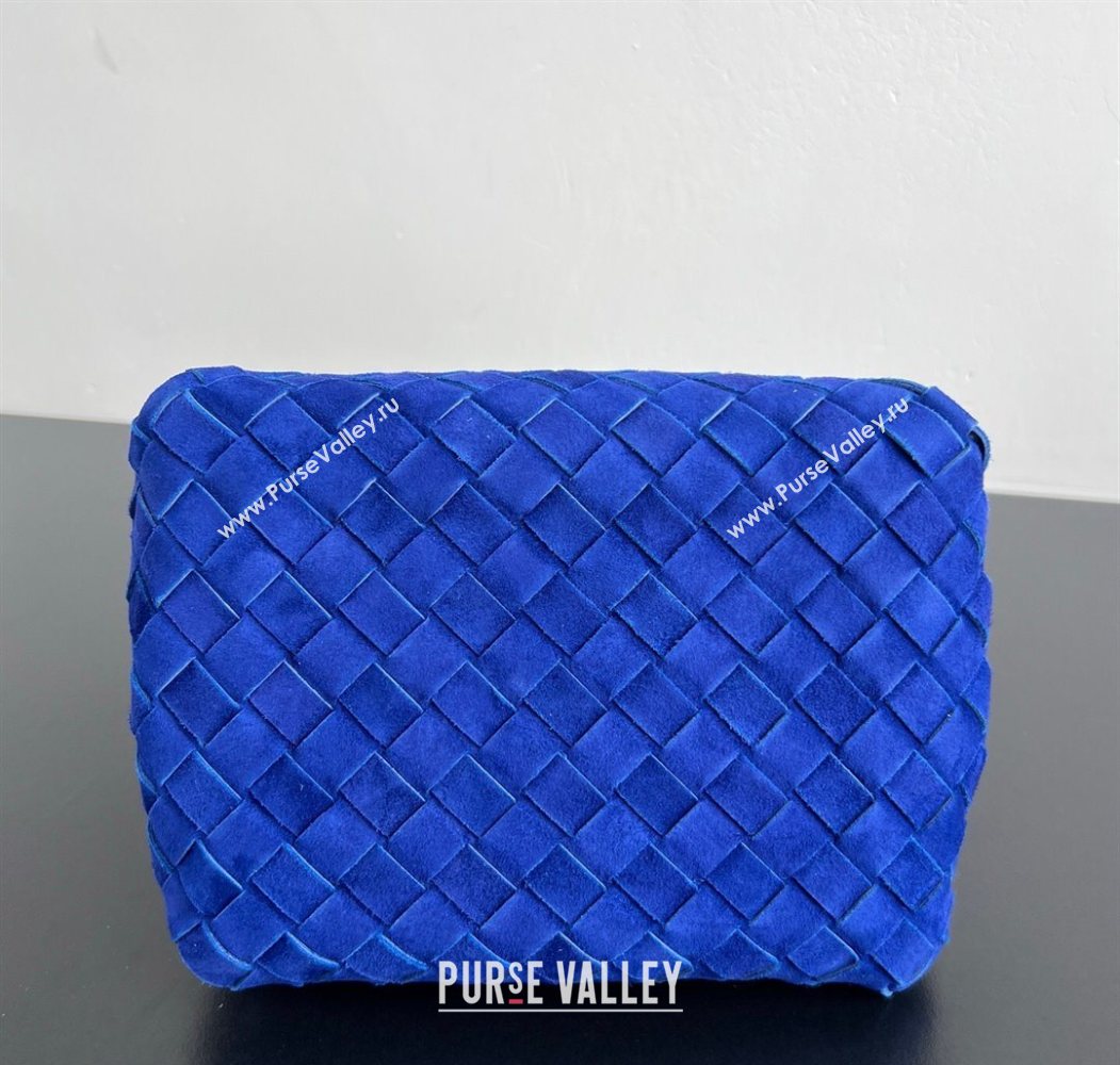 Bottega Veneta Small Parachute Shoulder Bag in Intrecciato Suede 796569 Blue Royal 2025 (WT-260117001)