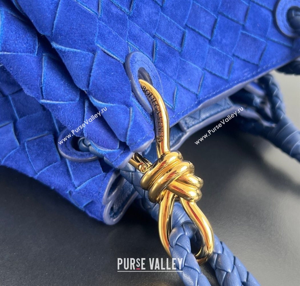 Bottega Veneta Small Parachute Shoulder Bag in Intrecciato Suede 796569 Blue Royal 2025 (WT-260117001)