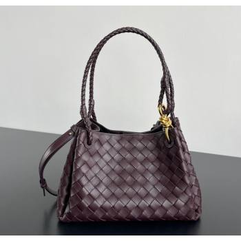 Bottega Veneta Parachute Medium Shoulder Bag in Intrecciato Leather Dark Barolo Red 2025 835921 (WT-260117002)