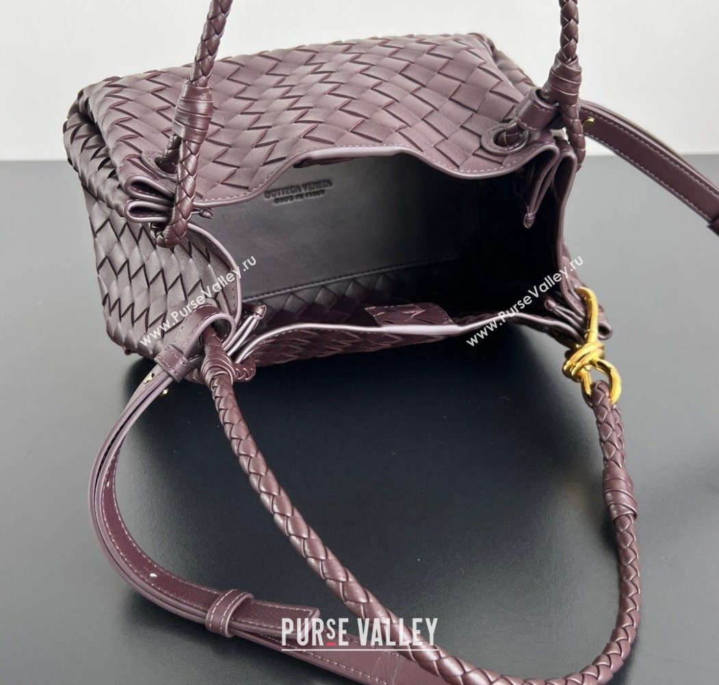 Bottega Veneta Parachute Medium Shoulder Bag in Intrecciato Leather Dark Barolo Red 2025 835921 (WT-260117002)