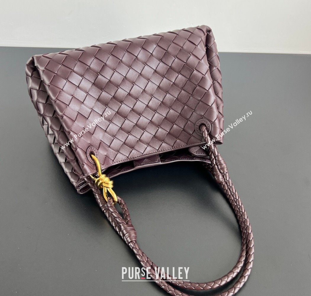 Bottega Veneta Parachute Medium Shoulder Bag in Intrecciato Leather Dark Barolo Red 2025 835921 (WT-260117002)