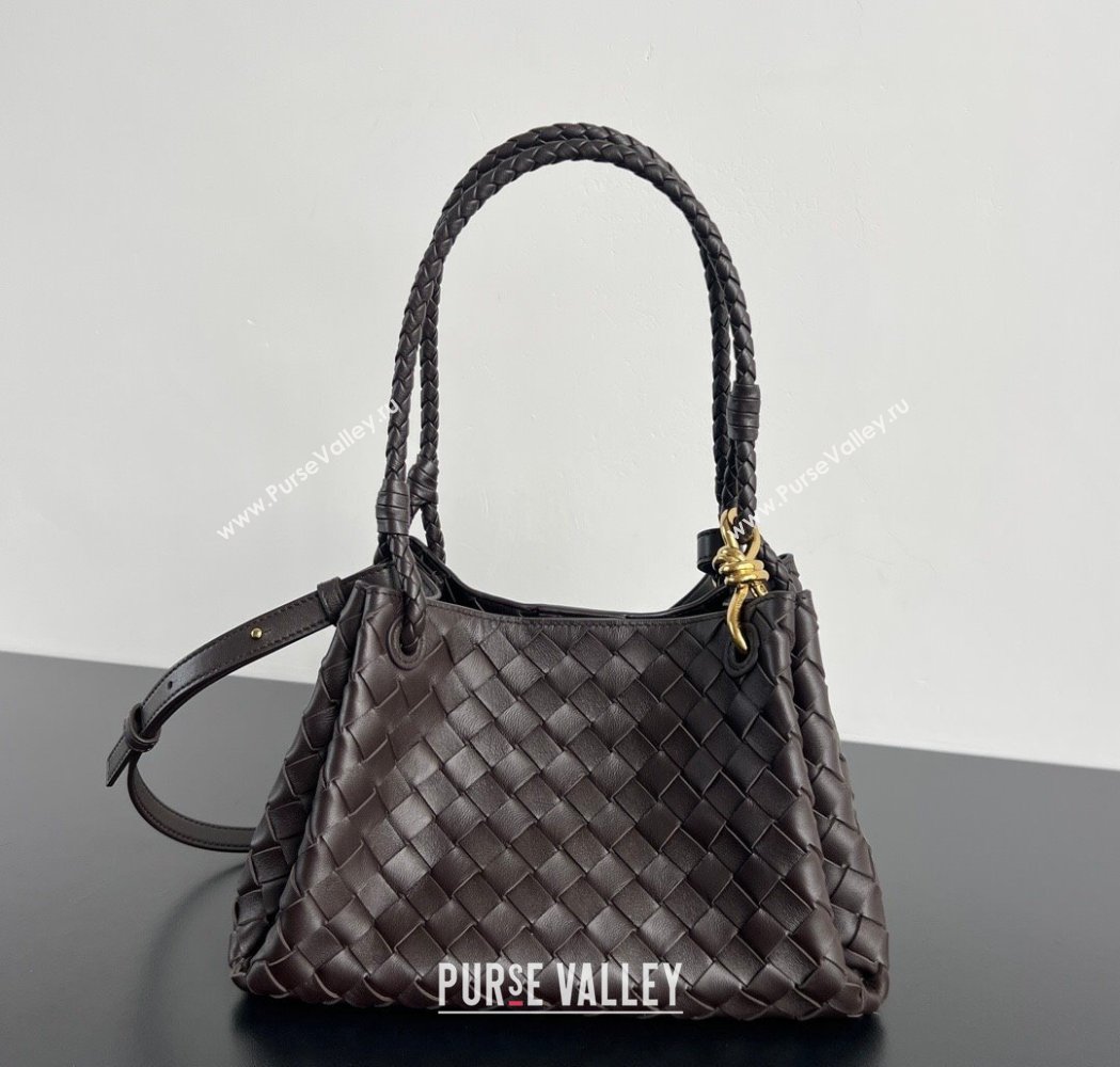Bottega Veneta Parachute Medium Shoulder Bag in Intrecciato Leather Fondant Brown 2025 835921 (WT-260117003)