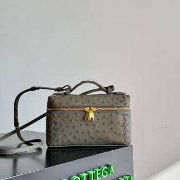 Bottega Veneta Bang Bang Vanity Case Bag in Ostrich Leather Cypress Green 2026 817785 (WT-260116007)