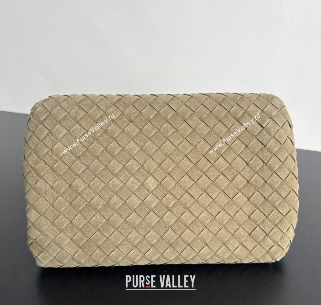 Bottega Veneta Large Parachute Shoulder Bag in Intrecciato Suede Grey Green 796571 2025 (WT-260117004)