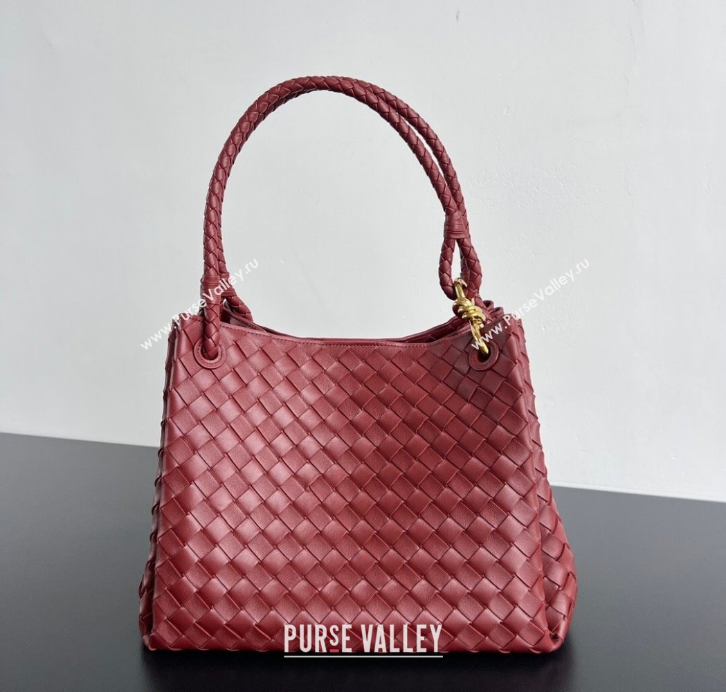 Bottega Veneta Large Parachute Shoulder Bag in Intrecciato Leather 796571 Sapele Red 2025 (WT-260117005)