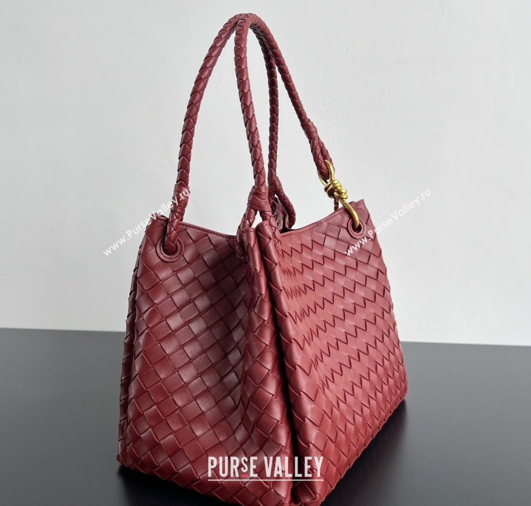 Bottega Veneta Large Parachute Shoulder Bag in Intrecciato Leather 796571 Sapele Red 2025 (WT-260117005)