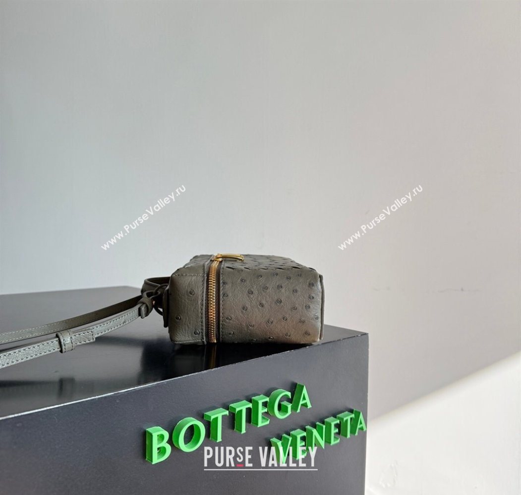Bottega Veneta Bang Bang Vanity Case Bag in Ostrich Leather Cypress Green 2026 817785 (WT-260116007)