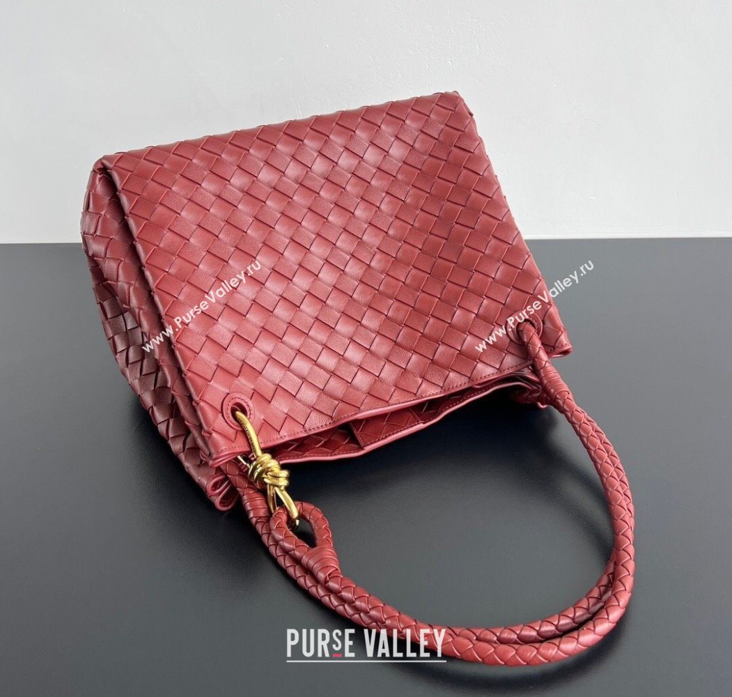 Bottega Veneta Large Parachute Shoulder Bag in Intrecciato Leather 796571 Sapele Red 2025 (WT-260117005)