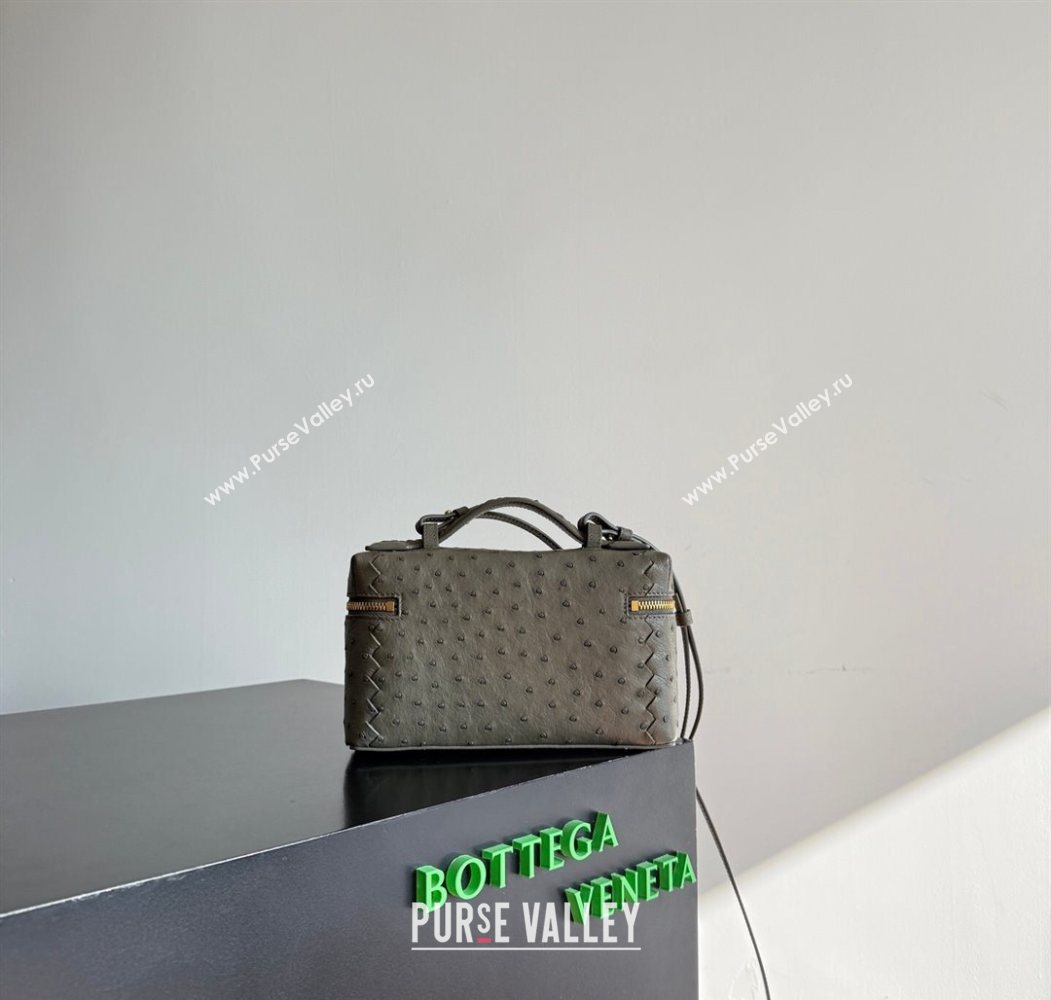 Bottega Veneta Bang Bang Vanity Case Bag in Ostrich Leather Cypress Green 2026 817785 (WT-260116007)