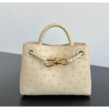 Bottega Veneta Mini Andiamo Top Handle Bag in Ostrich Leather Pale Cream Yellow 2026 805232 (WT-260116014)