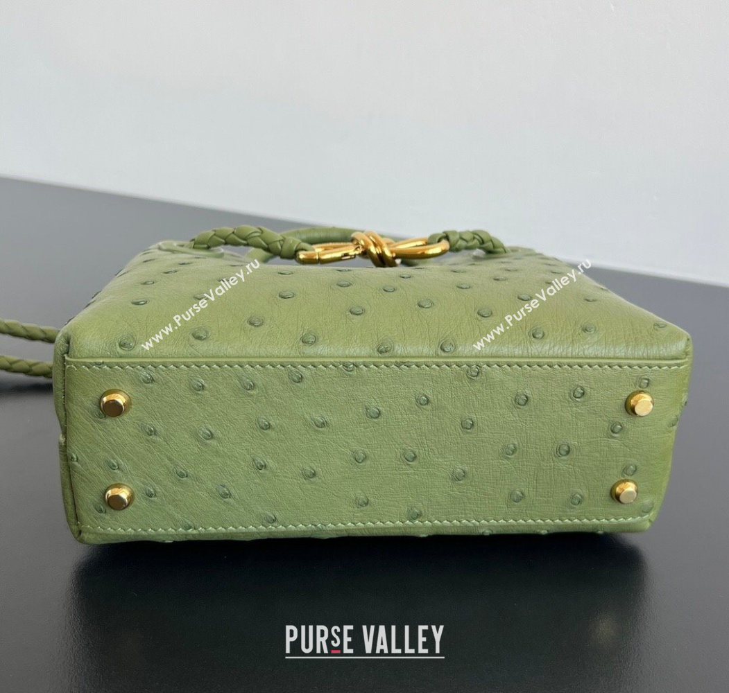 Bottega Veneta Mini Andiamo Top Handle Bag in Ostrich Leather Matcha Green 2026 805232 (WT-260116017)