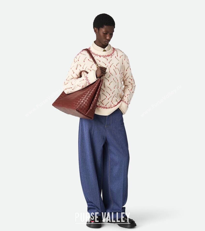 Bottega Veneta Large Andiamo Top Handle Bag in Intrecciato Leather 743575 Sapele Red 2026 (WT-260116030)