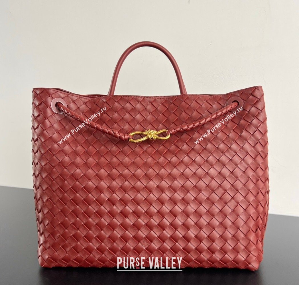 Bottega Veneta Large Andiamo Top Handle Bag in Intrecciato Leather 743575 Sapele Red 2026 (WT-260116030)