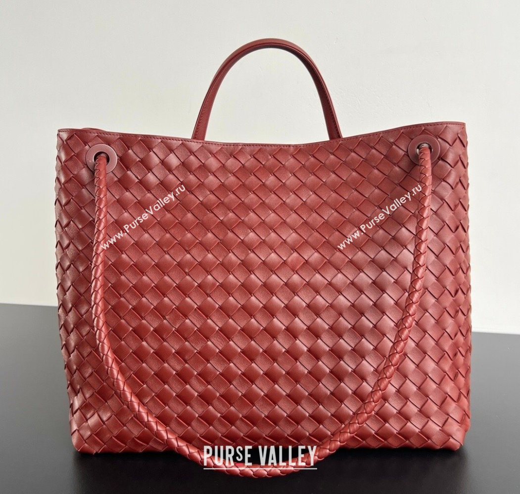 Bottega Veneta Large Andiamo Top Handle Bag in Intrecciato Leather 743575 Sapele Red 2026 (WT-260116030)