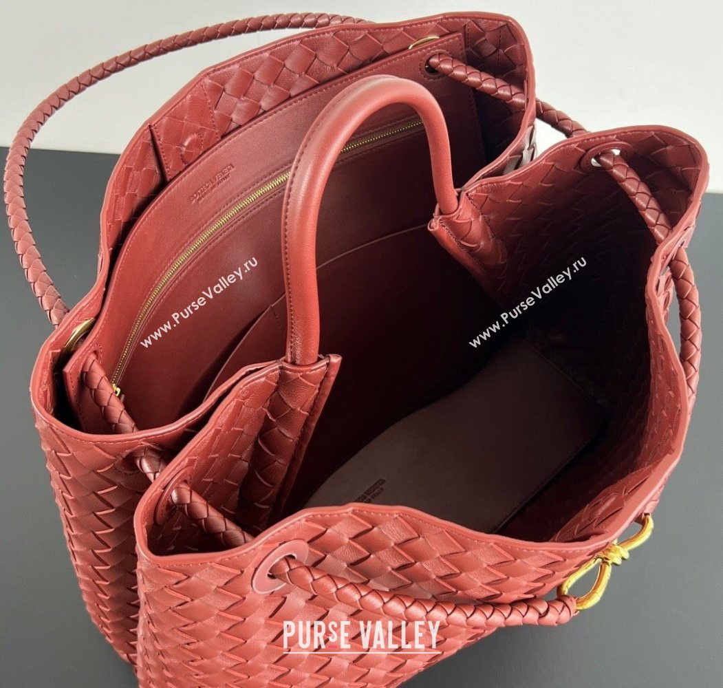 Bottega Veneta Large Andiamo Top Handle Bag in Intrecciato Leather 743575 Sapele Red 2026 (WT-260116030)