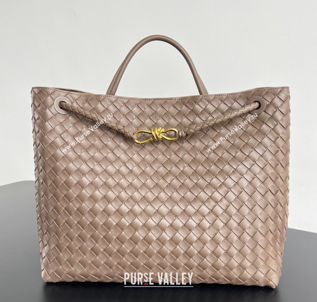Bottega Veneta Large Andiamo Top Handle Bag in Intrecciato Leather 743575 Taupe 2026 (WT-260116031)