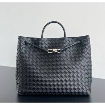 Bottega Veneta Large Andiamo Top Handle Bag in Intrecciato Leather 743575 Black/Silver 2026 (WT-260116032)