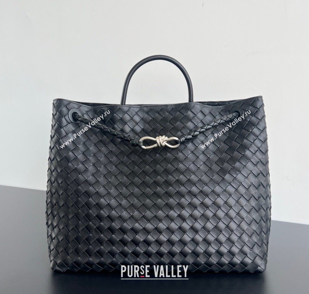 Bottega Veneta Large Andiamo Top Handle Bag in Intrecciato Leather 743575 Black/Silver 2026 (WT-260116032)