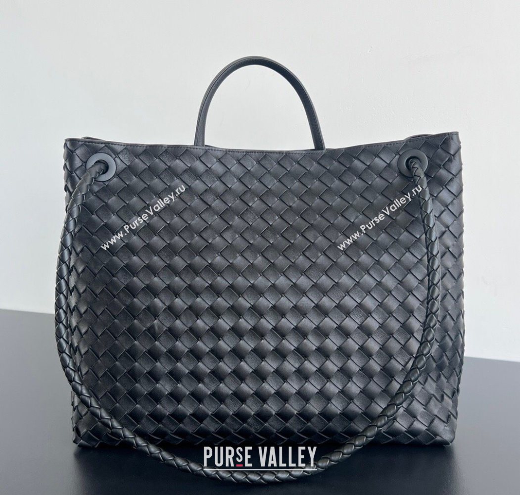 Bottega Veneta Large Andiamo Top Handle Bag in Intrecciato Leather 743575 Black/Silver 2026 (WT-260116032)
