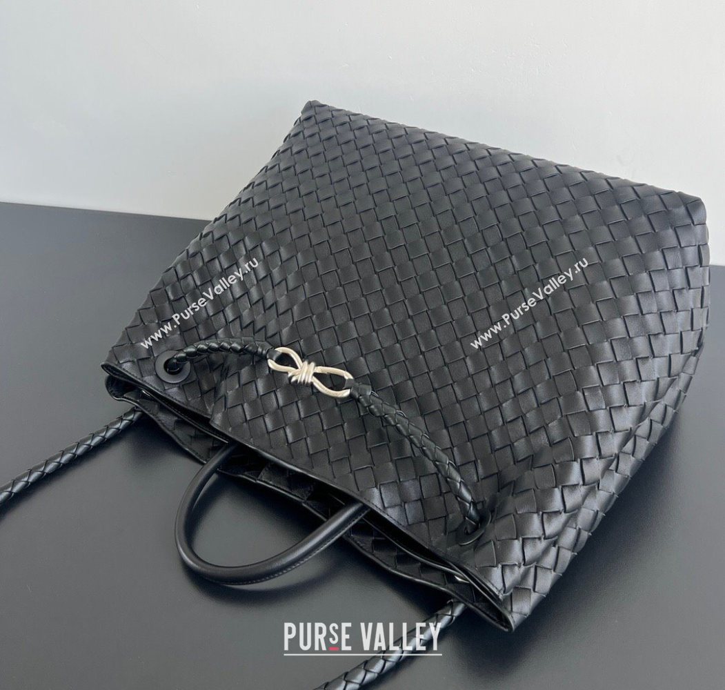 Bottega Veneta Large Andiamo Top Handle Bag in Intrecciato Leather 743575 Black/Silver 2026 (WT-260116032)