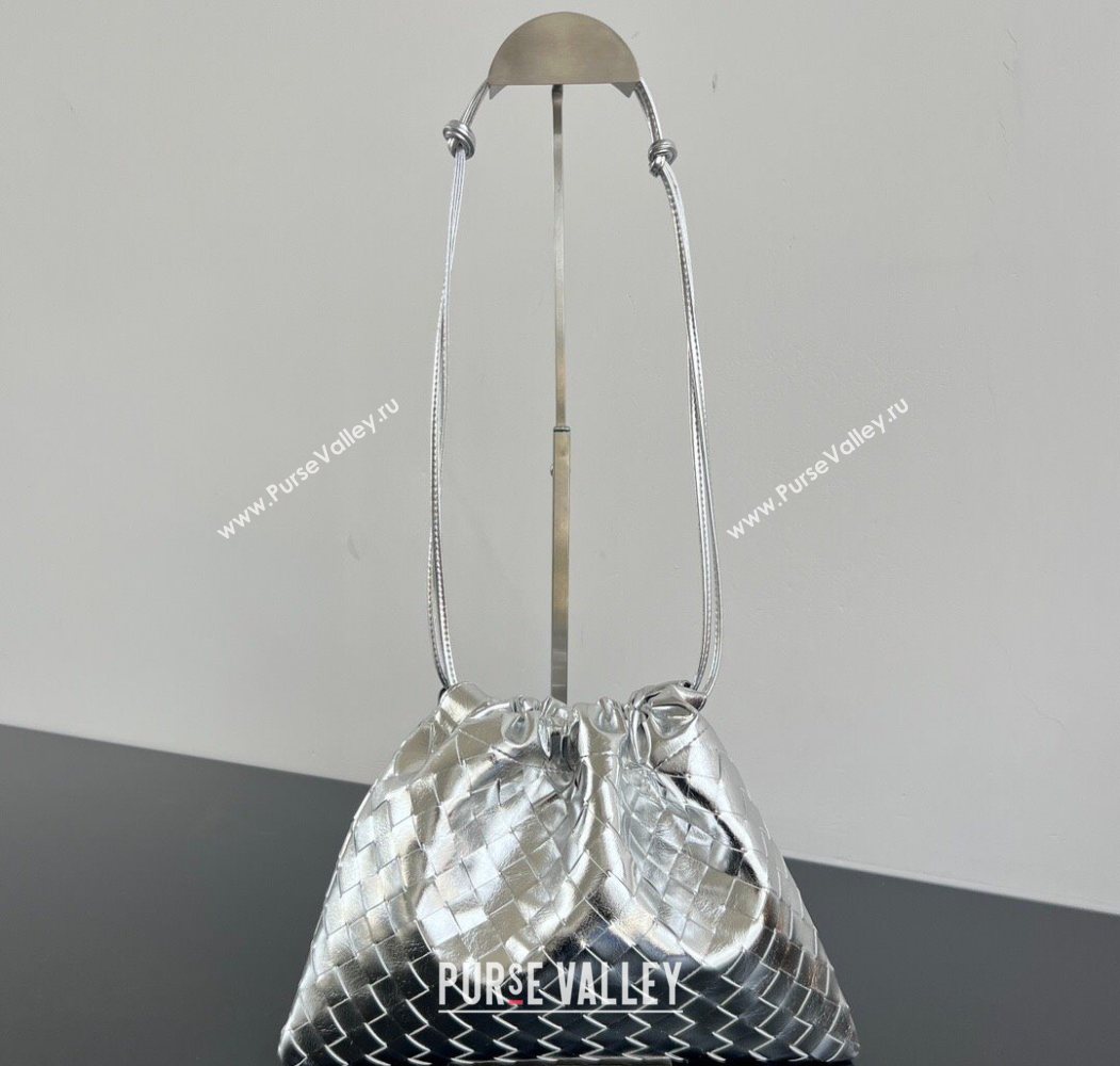 Bottega Veneta Medium Dustbag in Intrecciato Leather 796728 Silver-Tone 2025 (WT-260117006)