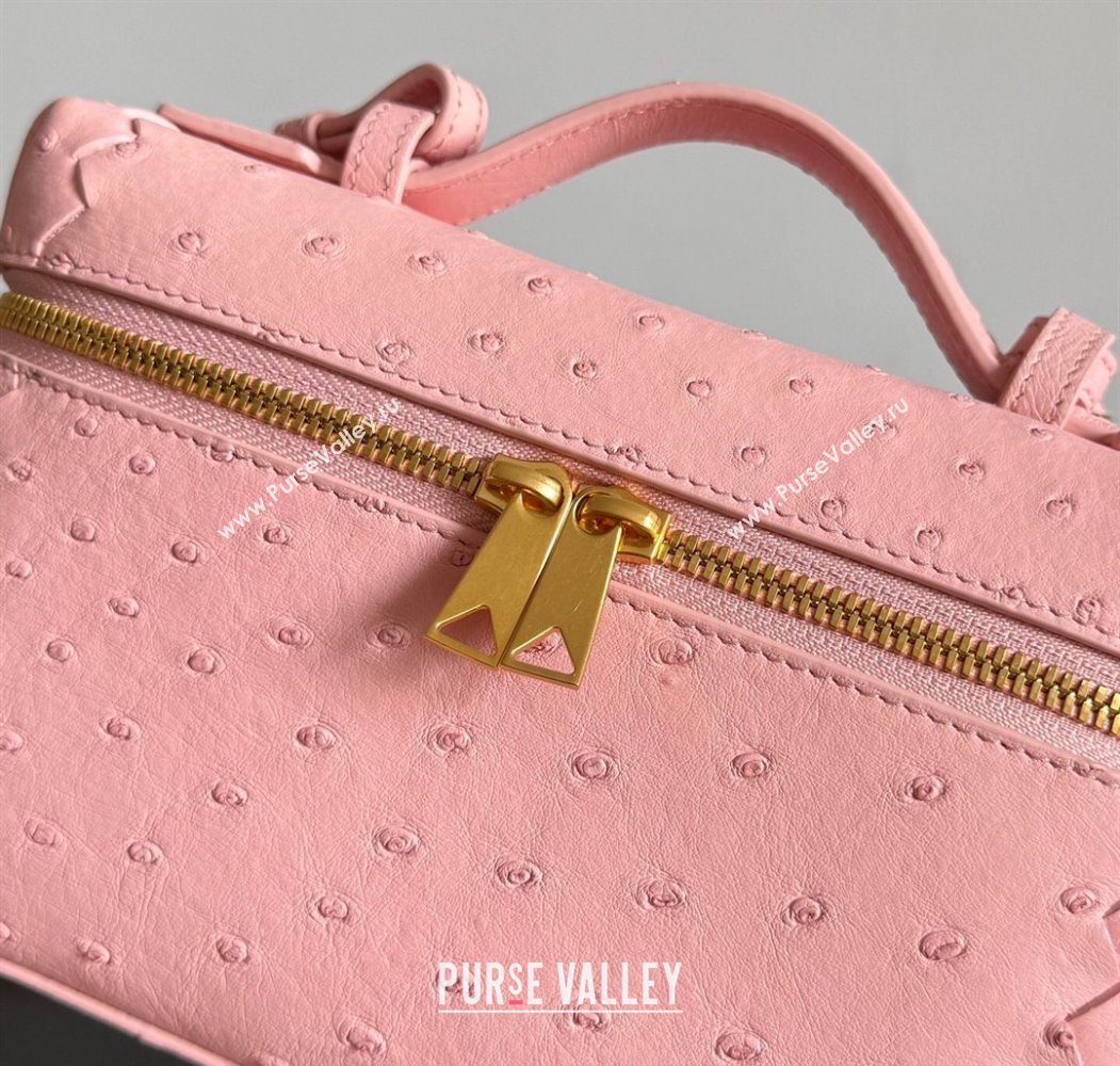 Bottega Veneta Bang Bang Vanity Case Bag in Ostrich Leather Rose Pink 2026 817785 (WT-260116008)