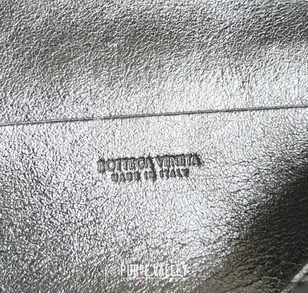 Bottega Veneta Bang Bang Vanity Case in Intrecciato Leather Silver-Tone 2025 789109 (WT-260117009)
