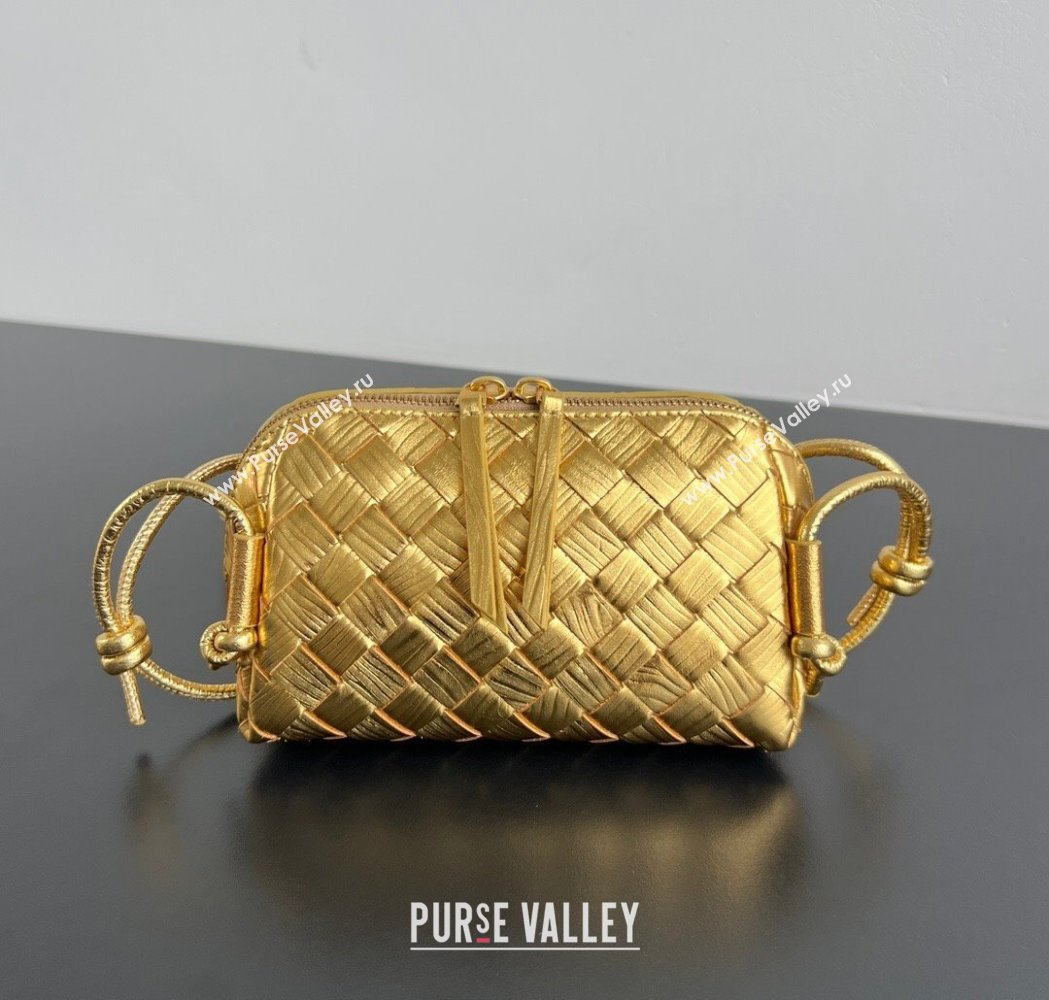 Bottega Veneta Intrecciato Leather Concert Pouch Mini bag Gold-Tone 2025 794258 (WT-260117010)
