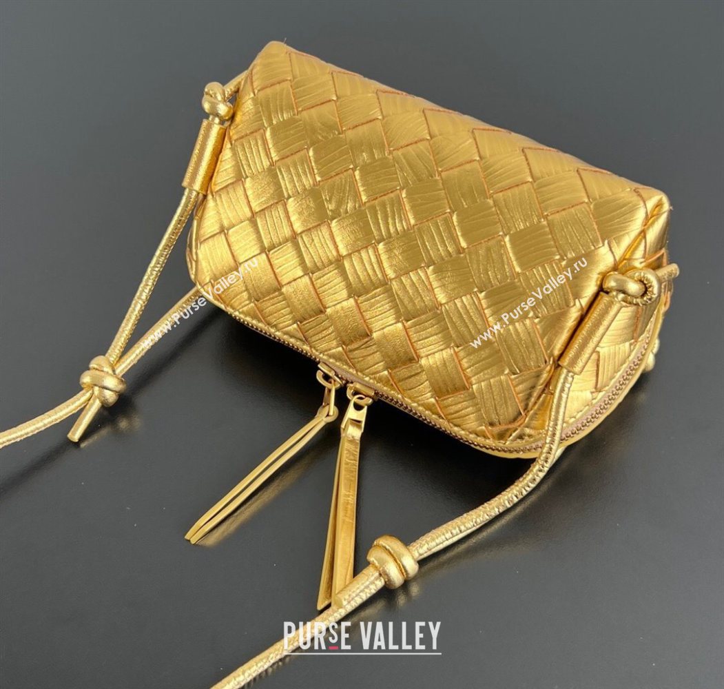 Bottega Veneta Intrecciato Leather Concert Pouch Mini bag Gold-Tone 2025 794258 (WT-260117010)