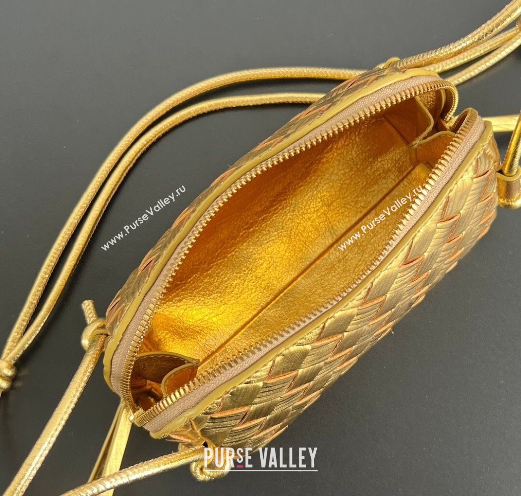 Bottega Veneta Intrecciato Leather Concert Pouch Mini bag Gold-Tone 2025 794258 (WT-260117010)
