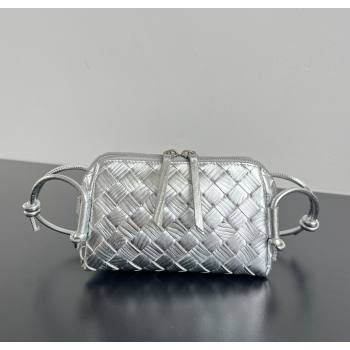 Bottega Veneta Intrecciato Leather Concert Pouch Mini bag Silver-Tone 2025 794258 (WT-260117011)
