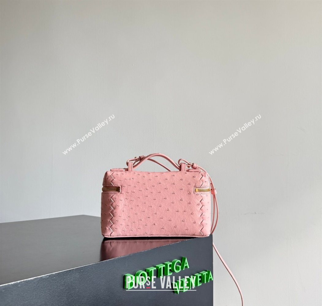 Bottega Veneta Bang Bang Vanity Case Bag in Ostrich Leather Rose Pink 2026 817785 (WT-260116008)