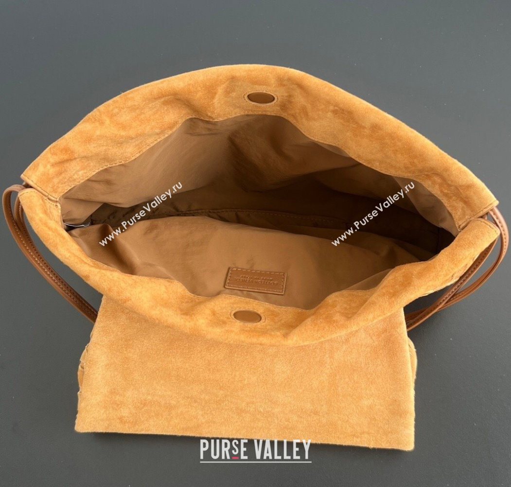 Bottega Veneta Giorno Shoulder Bag in Intrecciato Suede Amber Brown 2026 857657 (WT-260117013)