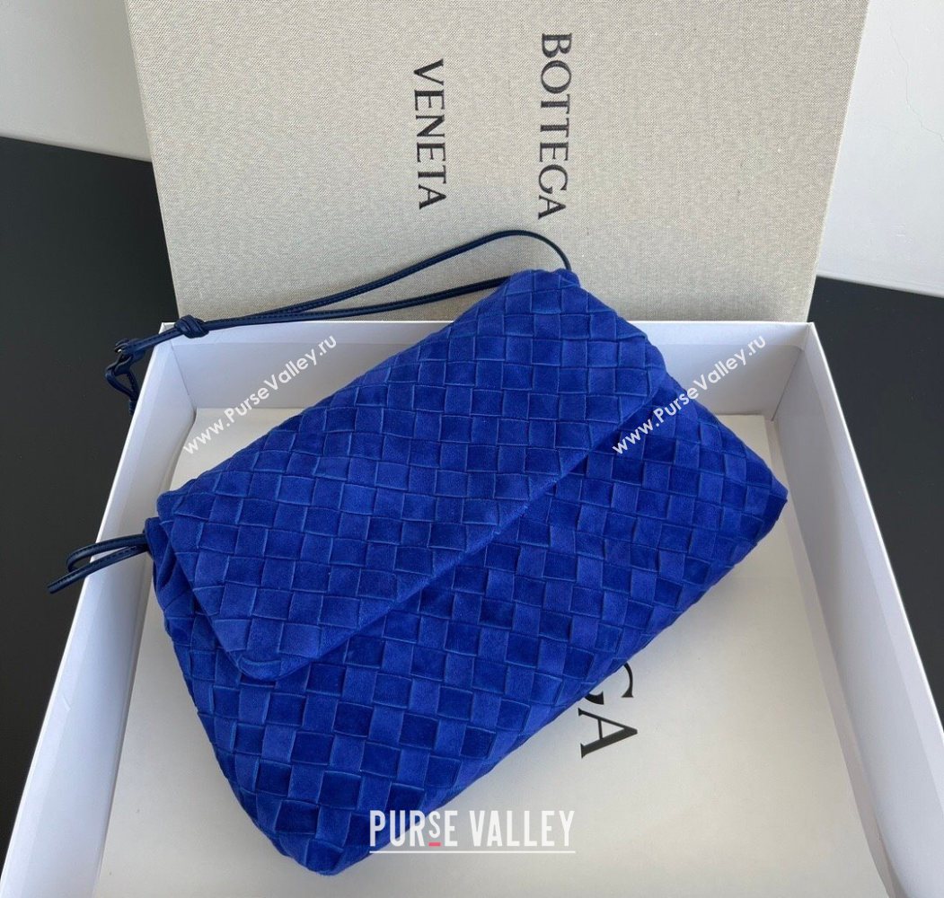 Bottega Veneta Giorno Shoulder Bag in Intrecciato Suede Royal Blue 2026 857657 (WT-260117012)