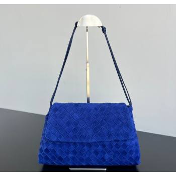 Bottega Veneta Giorno Shoulder Bag in Intrecciato Suede Royal Blue 2026 857657 (WT-260117012)