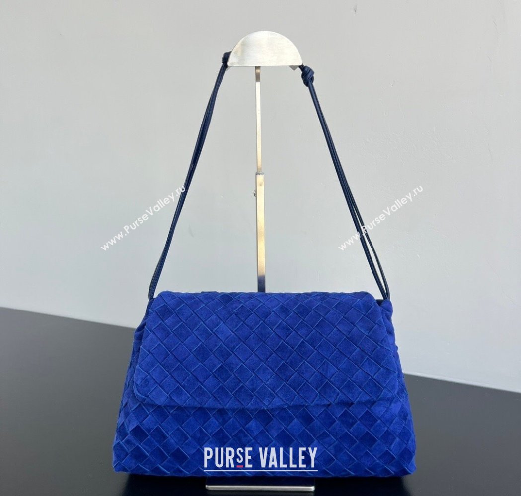 Bottega Veneta Giorno Shoulder Bag in Intrecciato Suede Royal Blue 2026 857657 (WT-260117012)