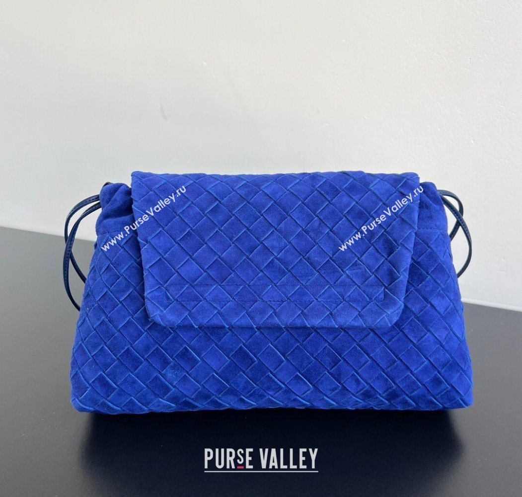 Bottega Veneta Giorno Shoulder Bag in Intrecciato Suede Royal Blue 2026 857657 (WT-260117012)