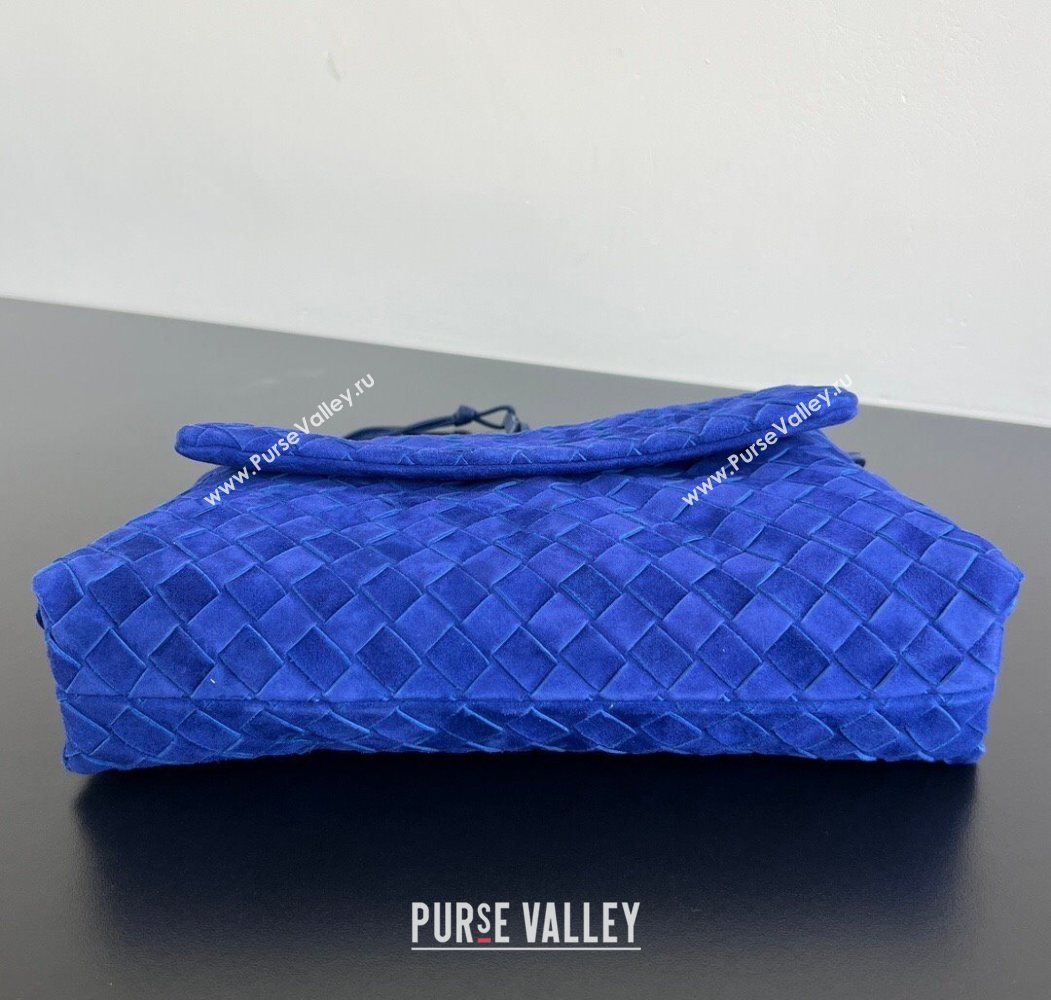 Bottega Veneta Giorno Shoulder Bag in Intrecciato Suede Royal Blue 2026 857657 (WT-260117012)