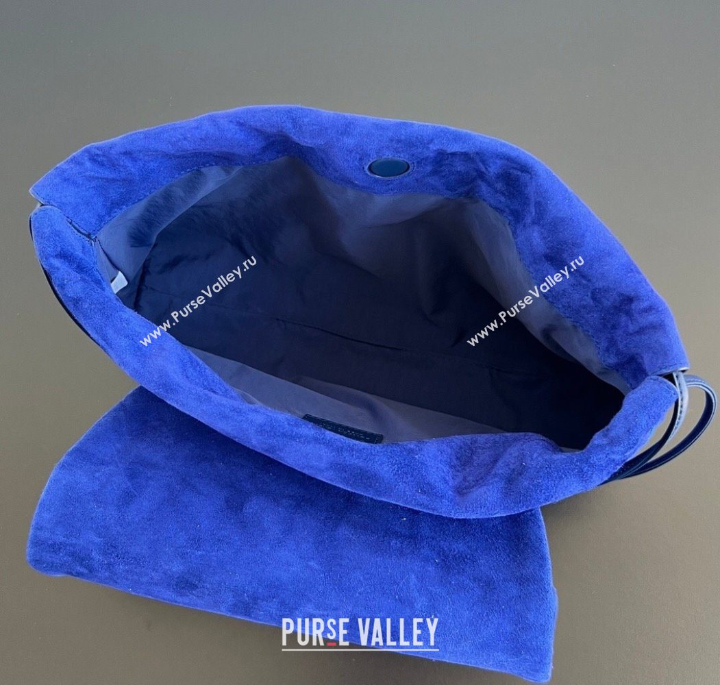 Bottega Veneta Giorno Shoulder Bag in Intrecciato Suede Royal Blue 2026 857657 (WT-260117012)